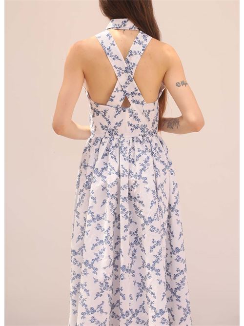 full skirt dress with embroidered flowers Laboratorio Capri | ISABELABLU